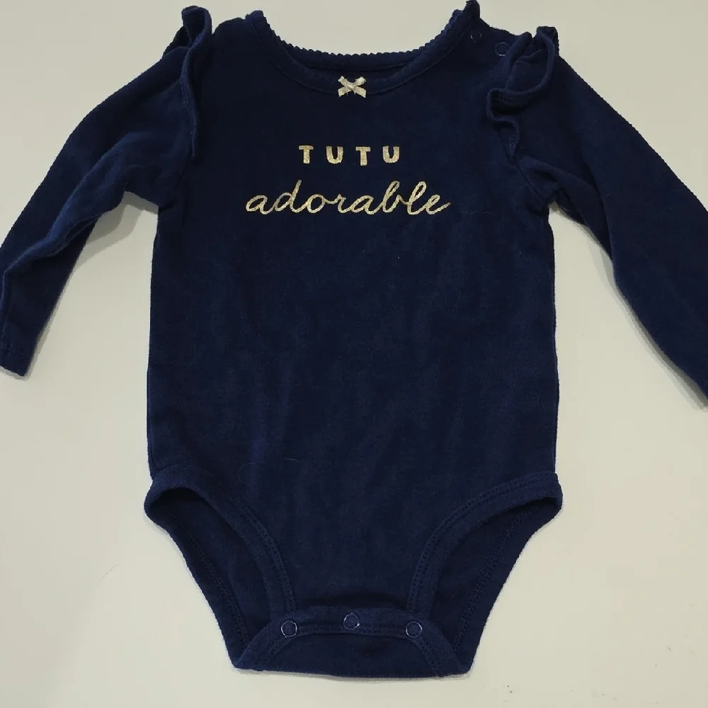 Circo & Carter's Baby Girl Blue Long Sleeve Graphic Bodysuit Bundle Size 6M